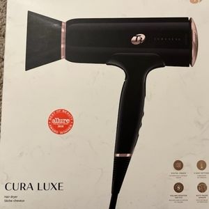 T3 CURA Luxe Hair Dryer White Rose Gold Digital Ionic Blow Dryer Fast Drying NIB